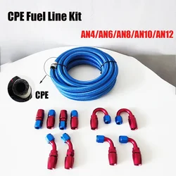 AN4/AN6/AN8/AN10/AN12Universal Braided Oil Fuel Line Hose Kit CPE Oil Gas Stainless Steel Filler Feed Hose End Fitting Adapters