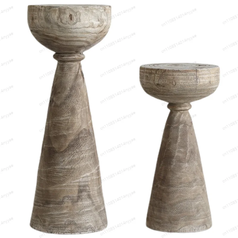 Wabi-Sabi Solid Wood Plant Stand for Living Room/Balcony Column Floor Shelf  Minimalist Vacation Home Decorative Storage Rack