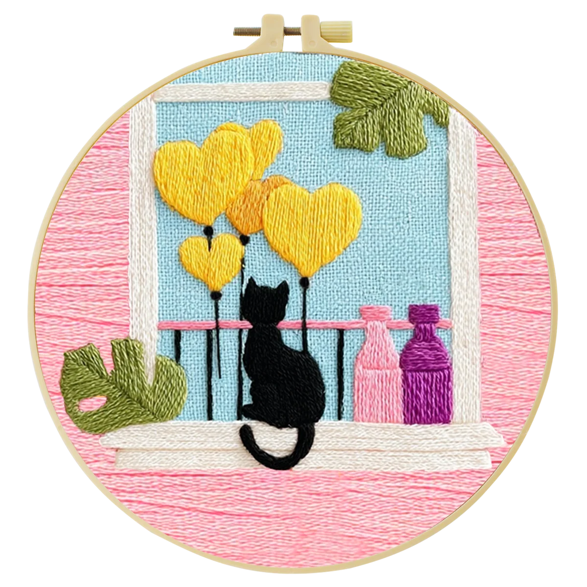 1 Stück 20X20CM/15X15CM 7,87/6,3 Zoll Katzen-Stickerei-Starter-Kit DIY-Kit DIY-Stickerei-Set Handarbeiten Nadelkunst Malerei – Detail 3