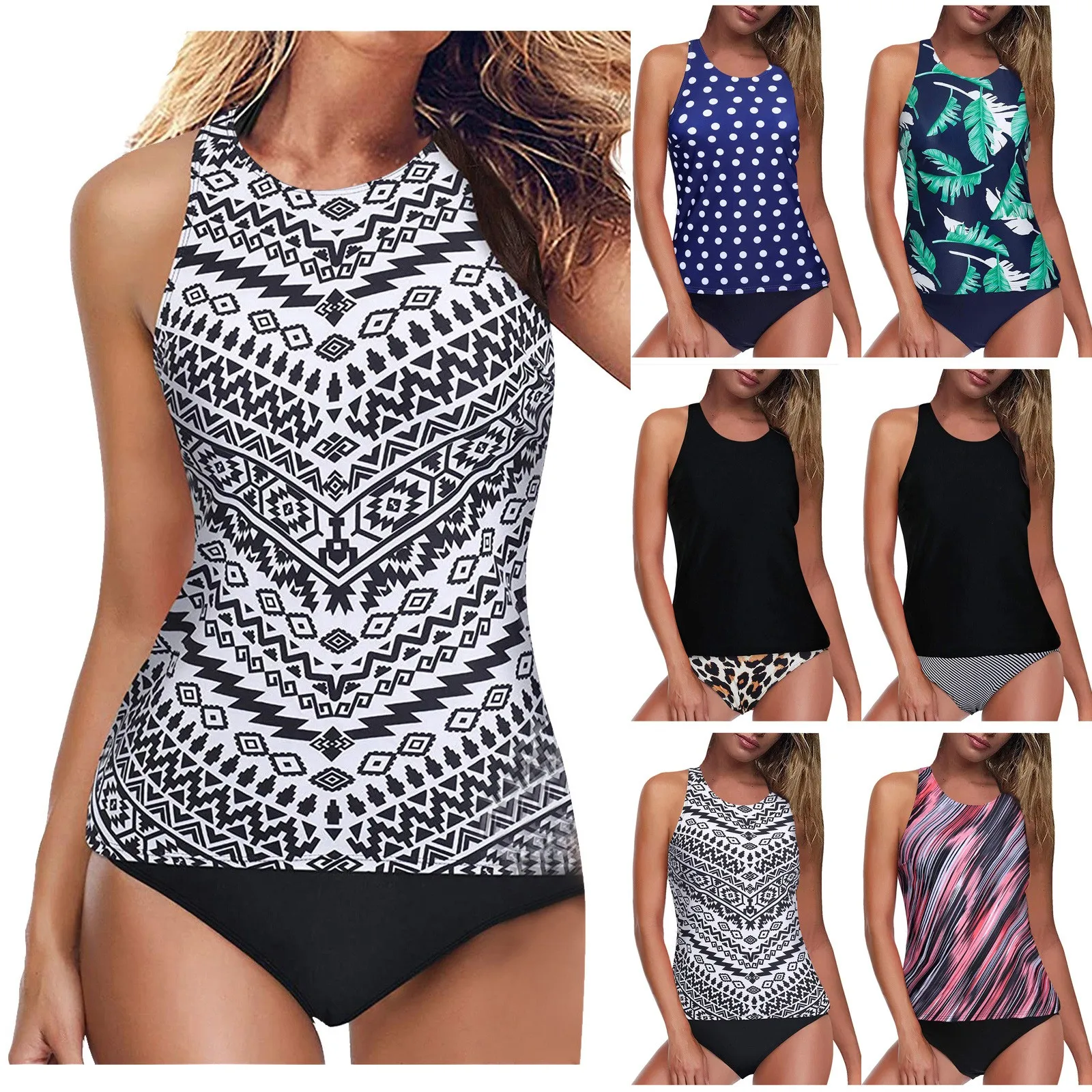 Traje de baño de dos piezas para Mujer, tankini de cintura alta con Control de barriga, conjunto de ropa Y2k, ropa de lujo para primavera y verano