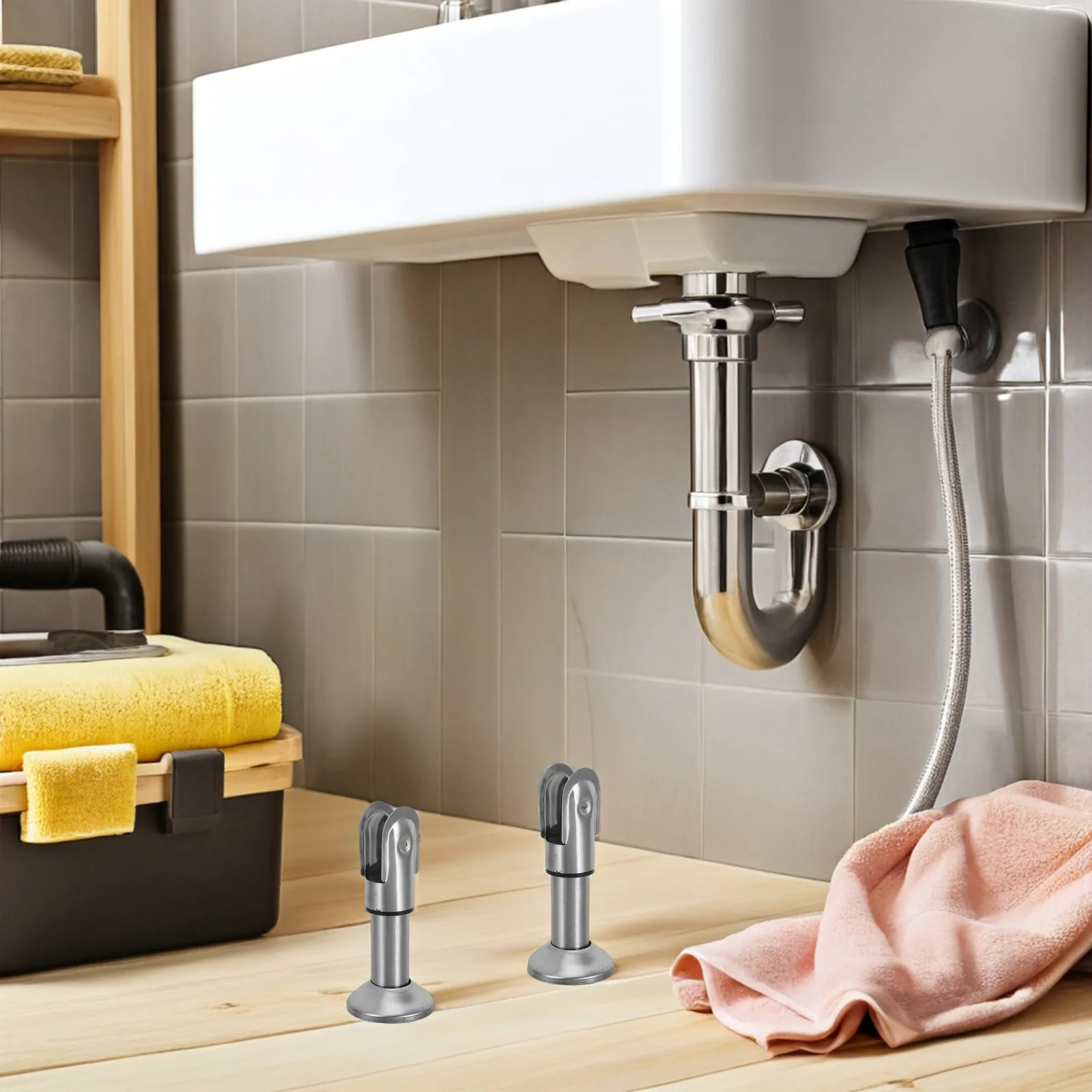 4Pcs Stainless Steel Bathroom Partition Support Legs for Public Restroom Stall Divider Stable Floor Bracket Replacement Hardware