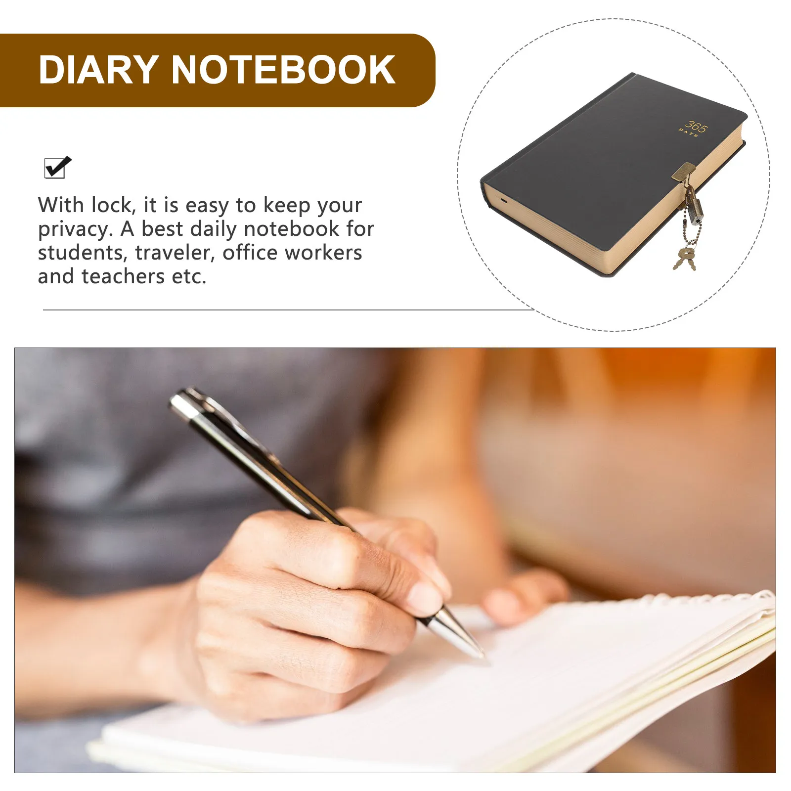 Notebook with Lock 365 Days Diary Journal Personal Creative Writing Travel Sketchbook Poetry Notes Organizer Privacy Safe