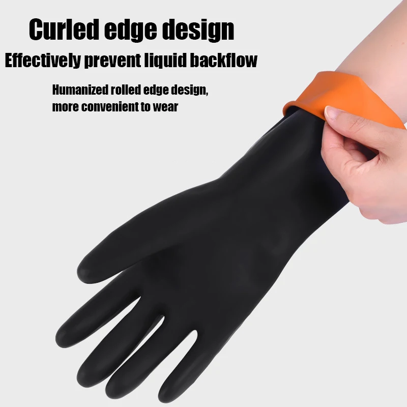 35/45/55 سنتيمتر قفازات سوداء الثقيلة قفازات مطاطية حمض القلويات مقاومة كيميائية سلامة العمل لصناعة العمل قفازات واقية