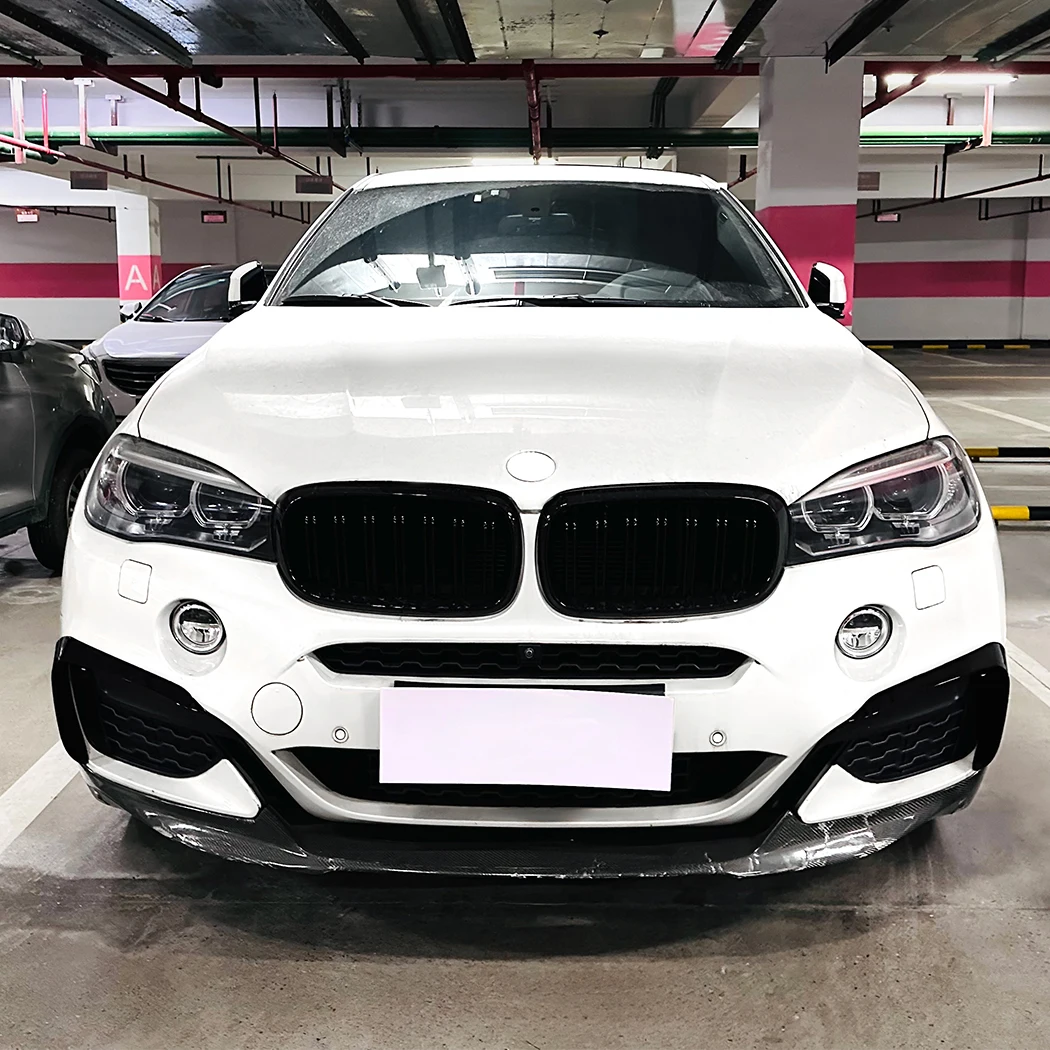 Front Wind Blade Spoiler Front Wind Knife Sticker For BMW X6 F16 M Sport 2015-2019 Body Kit Exterior Decoration Trim