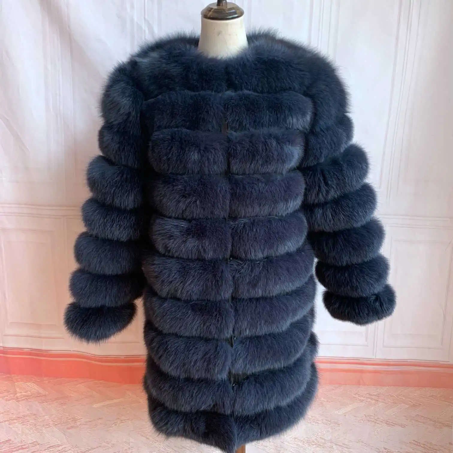 NEW 4in1 Real Fox Fur Long Coat Winter Coat for Women Jackets Vest Winter Outerwear Women Fox Fur Coat High Quality Fur Clothes
