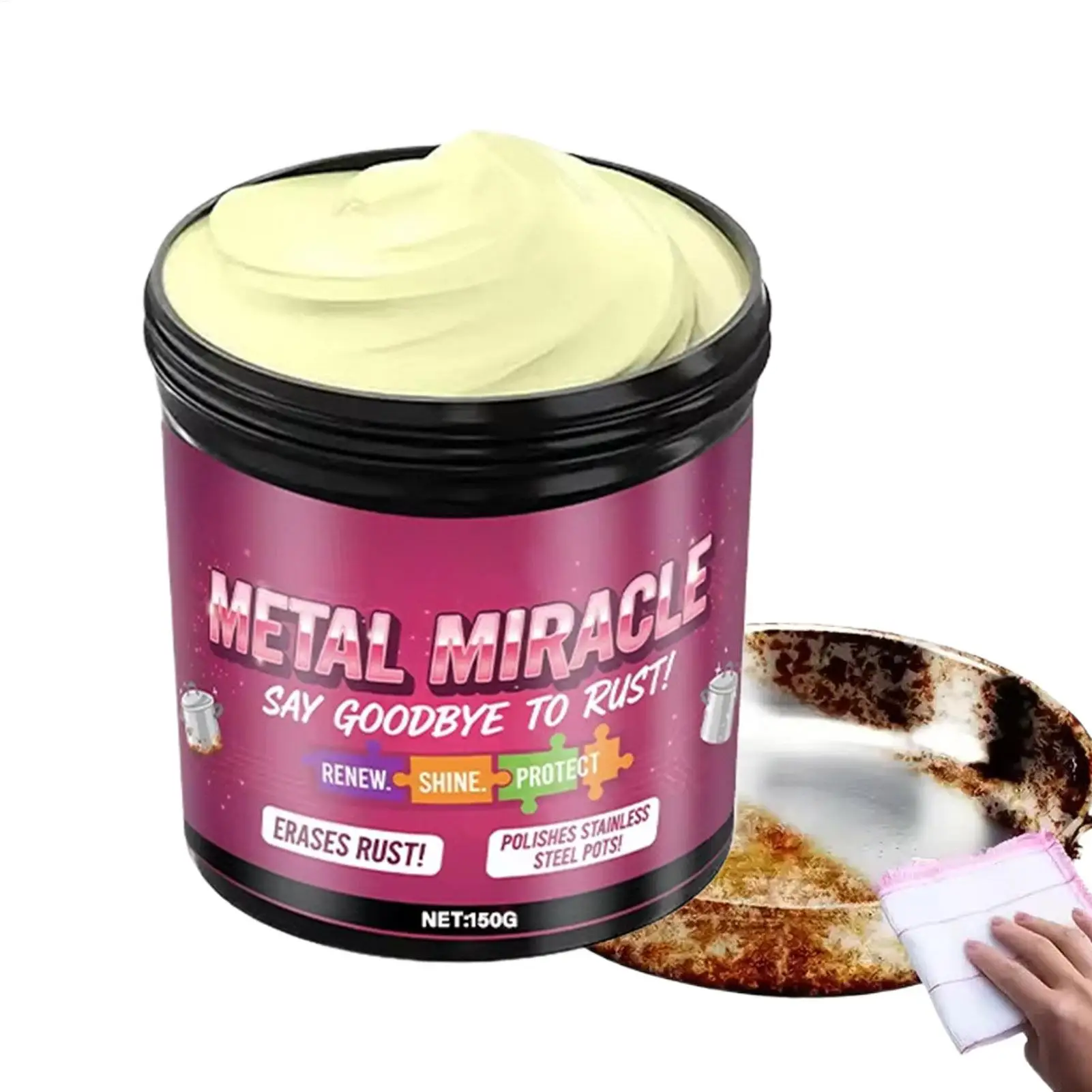 Aluminum Cleaner 150g Oxidation Removal Balm Metalpolish With Sponge For Copper Pan Stainless Steel Cookware Kitchen Restaurant