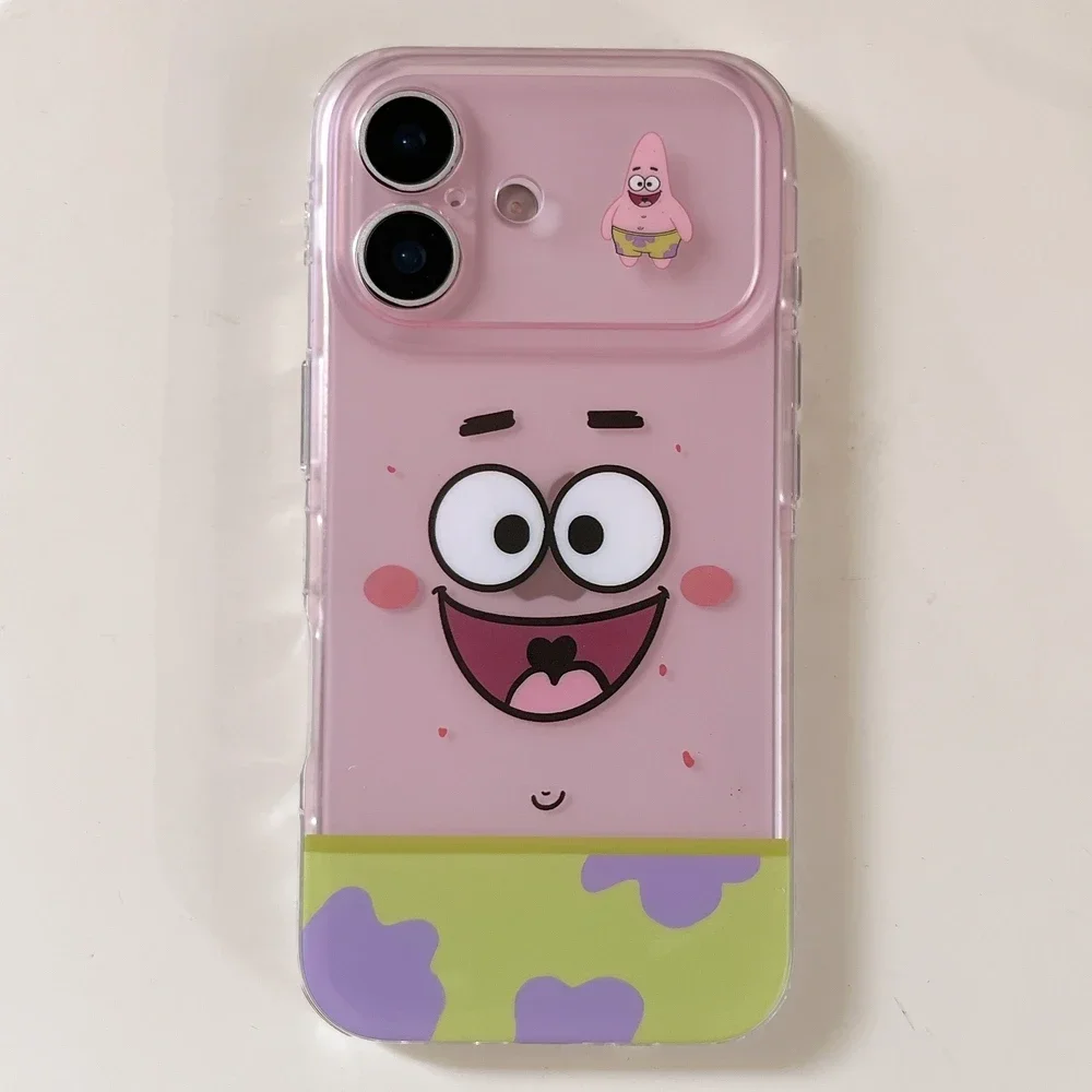 Funda para iPhone 17 Pro 16 15 Pro Max, Diseño de Bob Esponja y Patricio Estrella, Carcasa Rígida Antigolpes