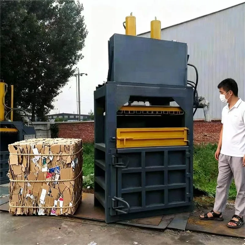 Customized 20t Vertical Hydraulic Bale Compress Beer Aluminum Ubc Can Waste Cardboard Plastic Scrap Rubber Press Baling Machine