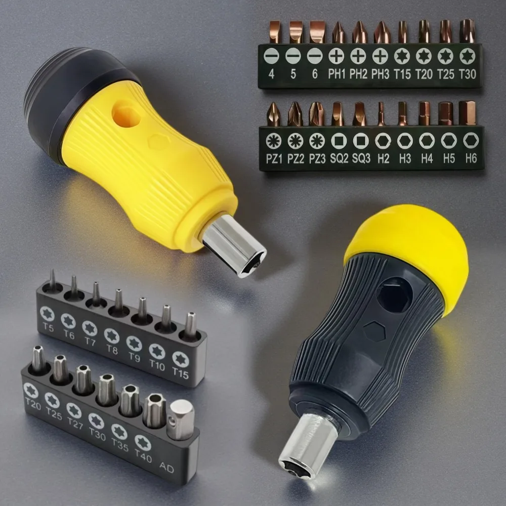 Mini-Schraubendreher-Set mit Phillips-/Quadrat-/HEX-/Torx-Bits mit hoher Härte, 25 mm lang, multifunktional, 1/4-Zoll-Sechskant-Schraubendreher, Handwerkzeuge – Detail 2