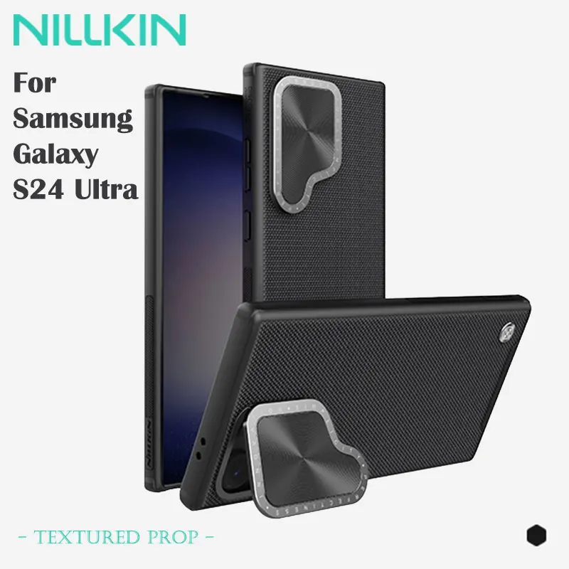 Магнитный чехол с текстурированной опорой NILLKIN для Samsung Galaxy S24 Ultra, подставка для крышки объектива, полиамидное волокно, MagSafe, полная защита