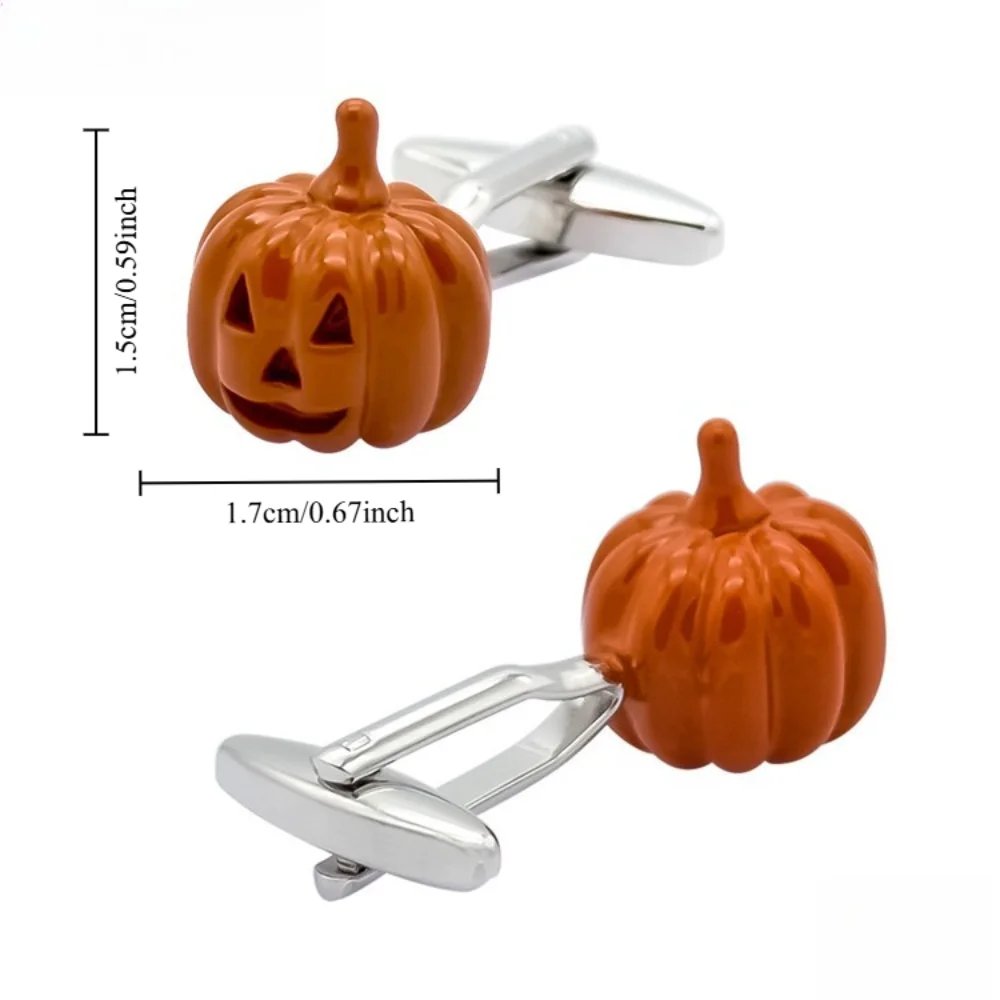 Halloween Pumpkin-head Painted Metal Cufflinks Pin Men's Christmas Shirt Sleeve Button  Merry Xmas Decoration