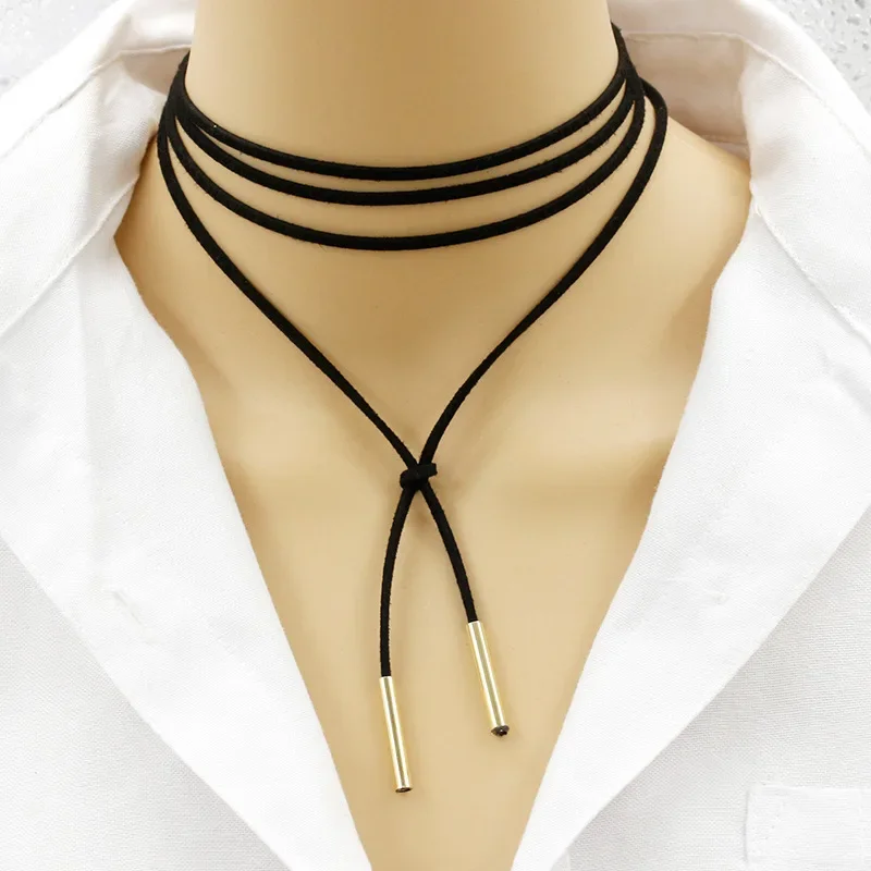 New Fashion Long DIY Faux Leather Choker Women Necklace Velvet Rope Statement Necklaces Jewelry Girlfriend Party Gifts