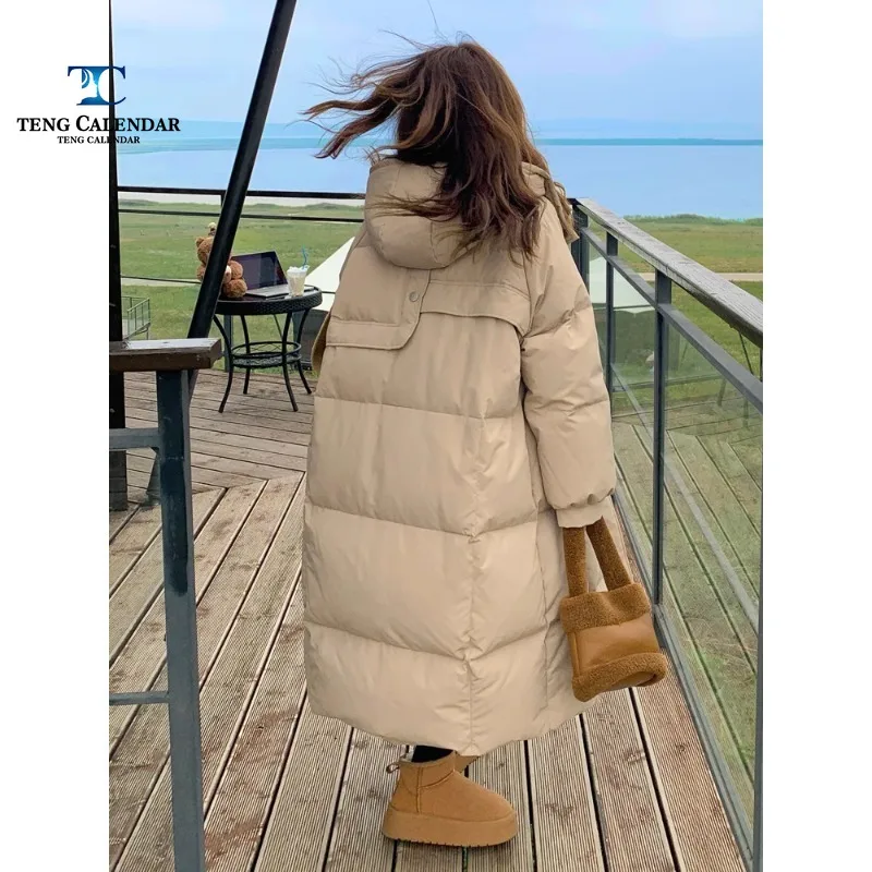 Long Cotton Hooded Jacket for Women, Thick and Loose Warm Jacket, Korean Version, Popular This Year, Winter, New Style, 2024