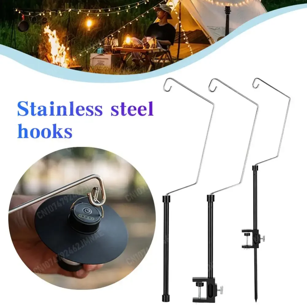 Camping Light Holder Aluminum Alloy Lamp Hanging Pole Multifunctional IGT Table Lantern Hanger for Picnic Hiking Fishing