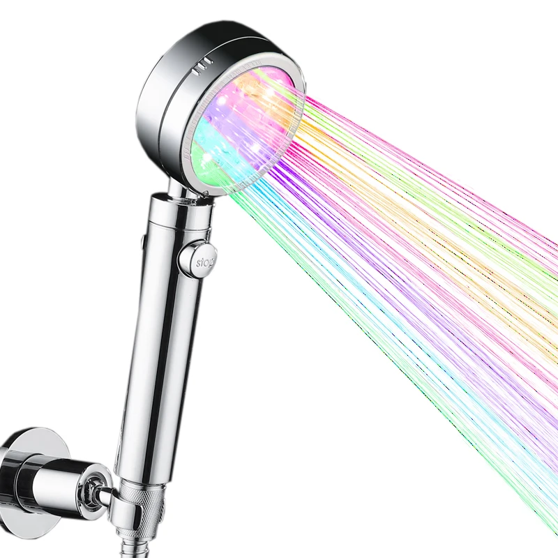 One Switch Stop Blue Color Plastic LED Shower Head Led Hand Shower with Lights