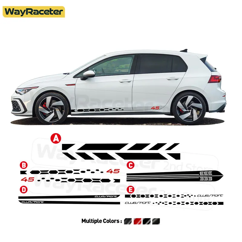 

2 Pcs/Set Door Side Stripes Sticker Graphics Vinyl Decal For Volkswagen Golf 8 8.5 MK8 GTI 2026 2025 2024 2023 2022 Accessories