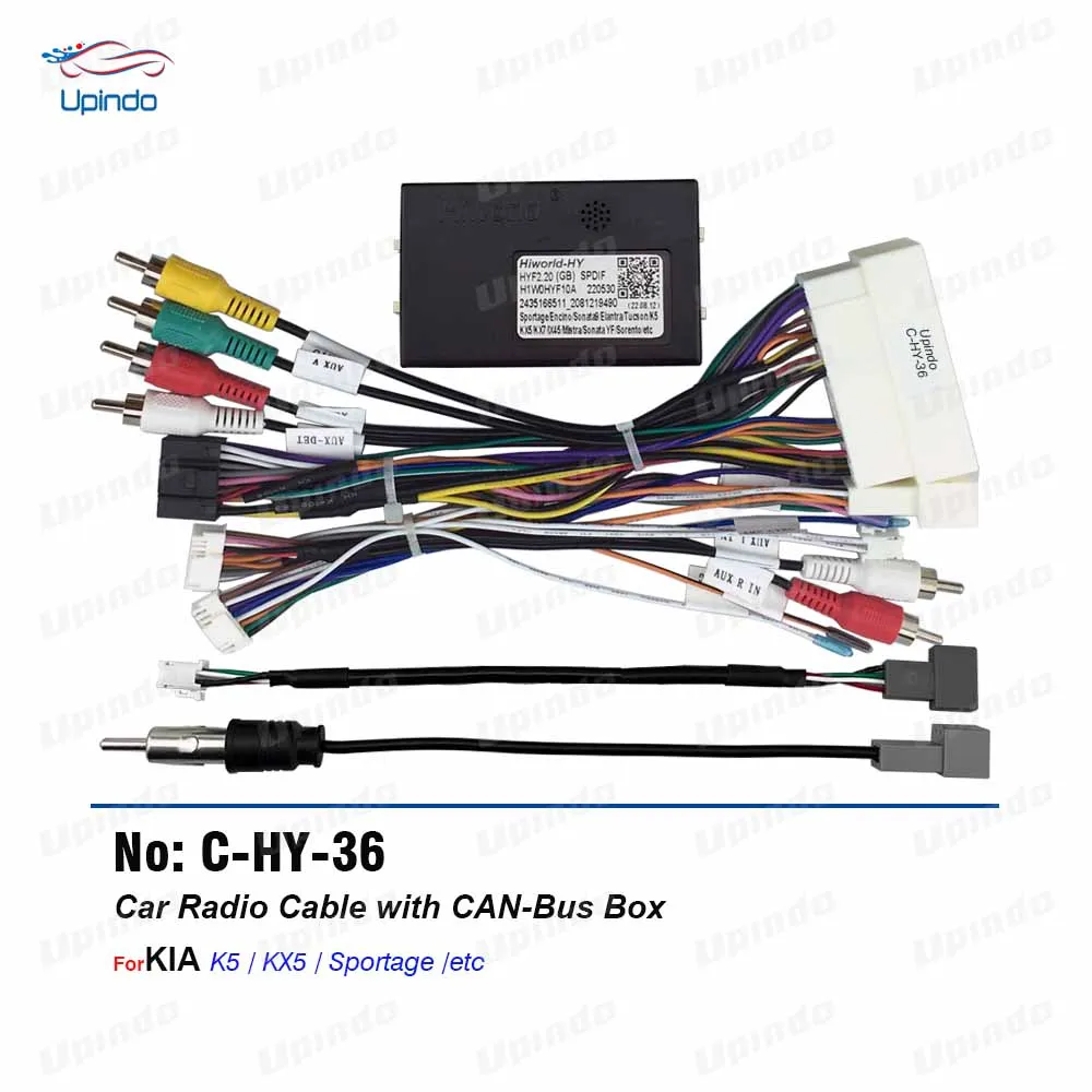 

Car Radio Cable with CAN Bus Box Android Power Wiring Harness Socket Connector CANBus decoder for Hyundai KIA K5 KX5 Sportage