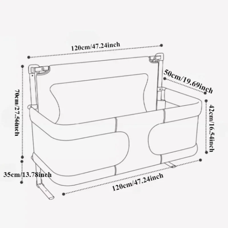 折りたたみ式ベビーベッドサイドカバー,ポータブルベビーベッド,通気性と目に見えるメッシュウィンドウ,柔らかく洗えるライナーカバー