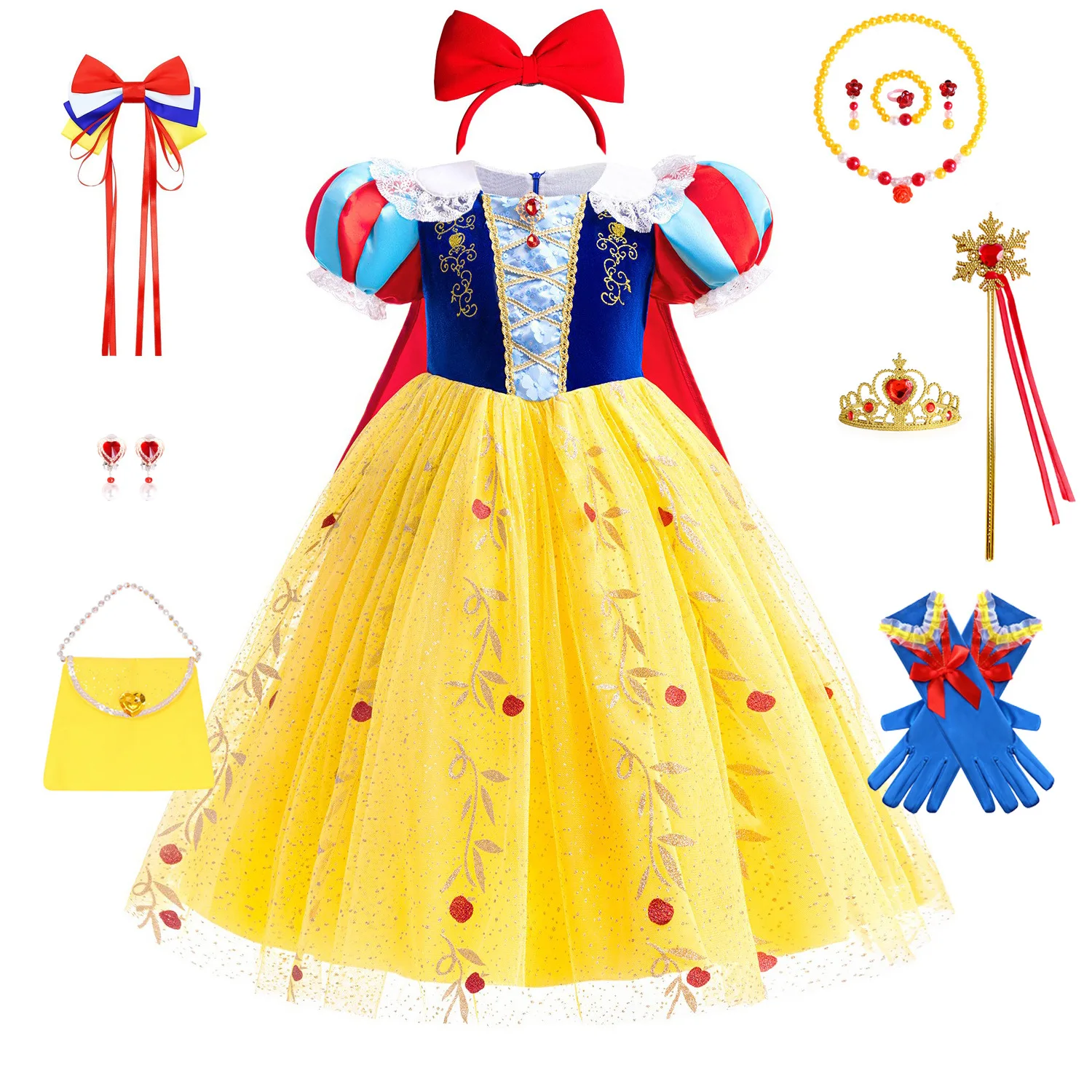 Glanzende peuter kleine meisjes film sneeuwwitje prinses cosplay Halloween fancy dress kerstcadeau