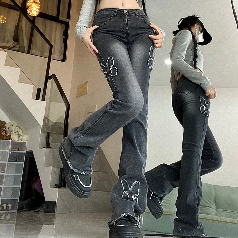 Straight Leg Jeans Woman High Waist Denim Korean Fashion Streetwear Female Clothing  Women's Jeans 2023 Trend Pants Flare