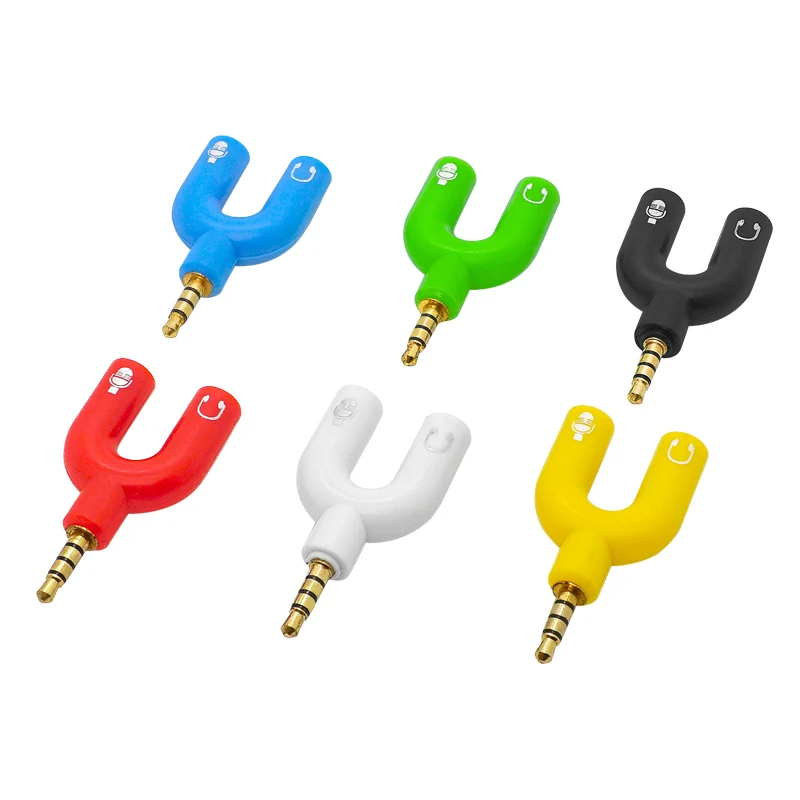 3.5mm dupla maneira u áudio estéreo jack para 2 divisor adaptador de cabo para microfone telefone fone ouvido mini conversor