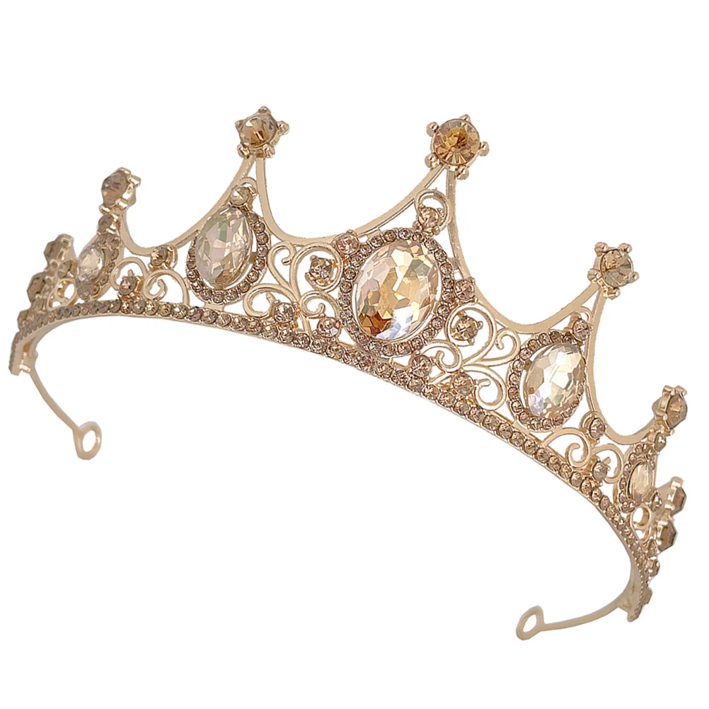 

Party Crystal Diamond Crown Head Band for Girl Golden Zinc Alloy Headpiece Bride Baby Headbands