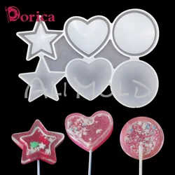 Dorica Star/Round/Heart Resin Epoxy Silicone Mold Diy Chocolate  Rattle Shaker Lollipop Mould Cake Decorating Tools Bakeware