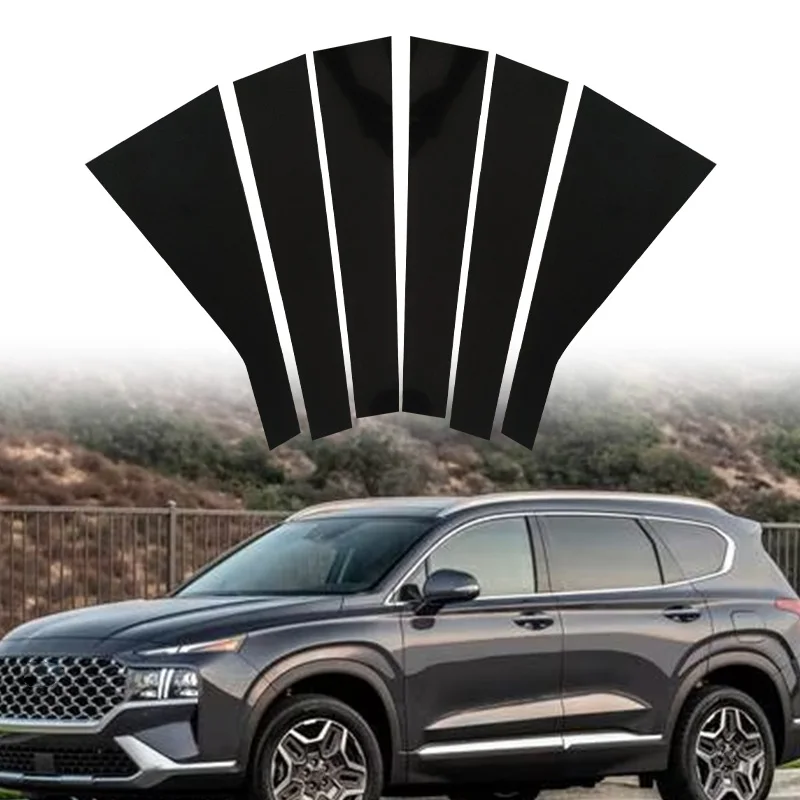 

6Pcs Car Mirror Door Window Pillar Posts Trim Cover Black Decorative Sticker Accessories For Hyundai Santa Fe 2019 -2023