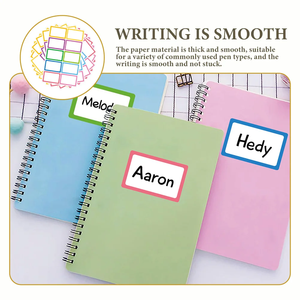 10 枚の小さな名前ステッカー カラーボーダー ブランクラベルステッカー ロッカーギフトタグ付け オフィス ホームスクール分類用