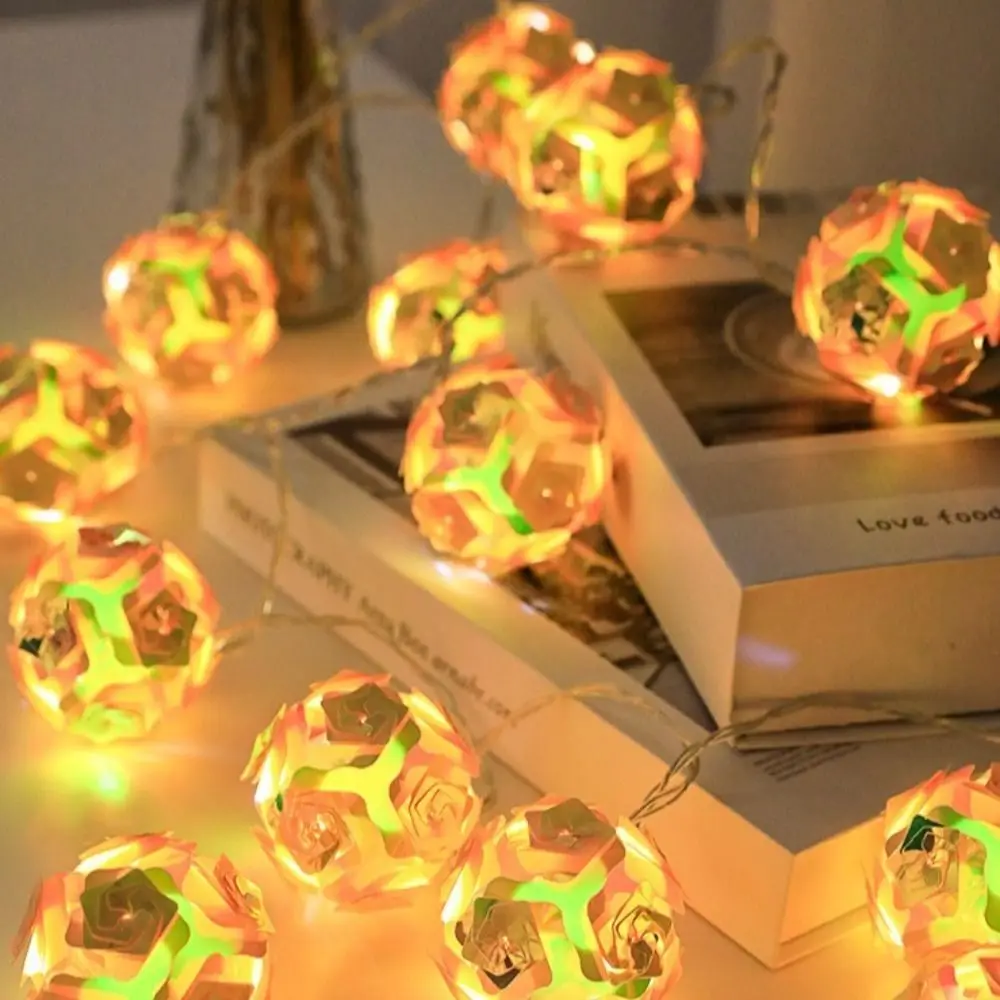 

1.8M LED Flower Fairy Lights Rose Ball 10LED Crystal String Lamp Battery Party Decor Rose Flower String Lights Valentine's Day