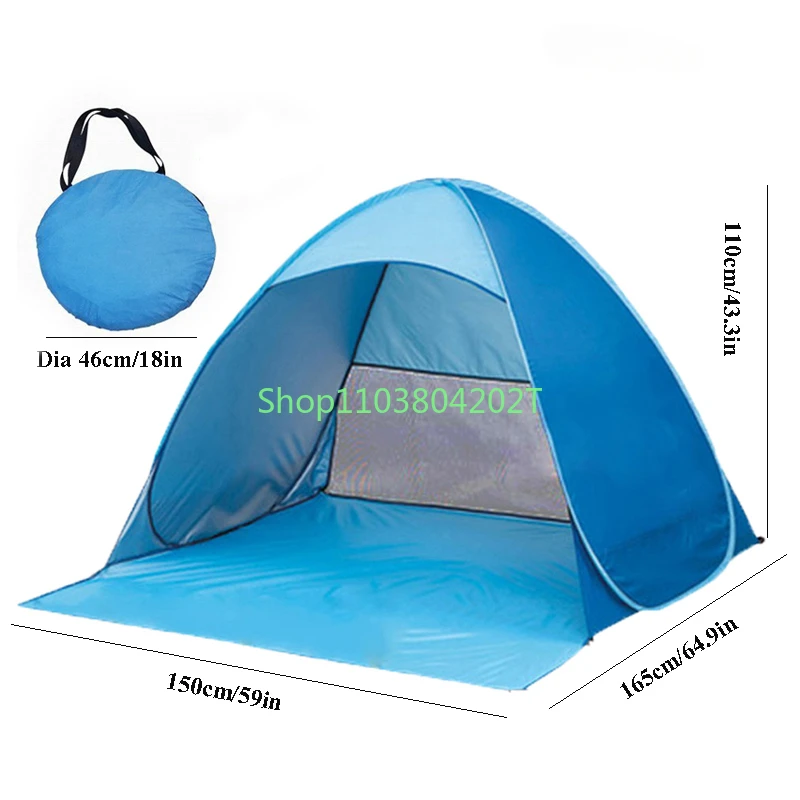 2-3Persons Pop Up Beach Tent Automatic Quickly Open Outdoor Camping Tour UV50+ Portable Ultralight Sunscreen with Extended Mat