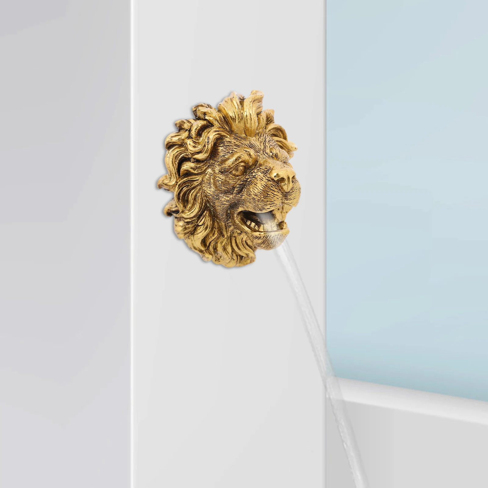 فوهة نافورة برأس الأسد المثبتة على الحائط، ميزة مياه الحديقة الأنيقة، بخاخ بركة الراتنج في الهواء الطلق، فناء الفناء الخلفي