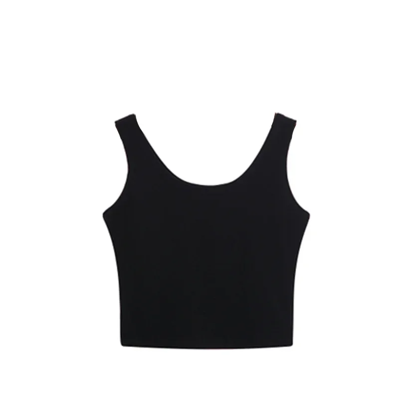 Fashion Sexy Women Solid Colour Crop Tops Sleeveless Short Cotton Knitted Casual Tube Top Female Sleeveless Cropped Yoga Vest