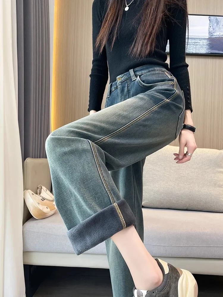 

Широкие брюки женские эластичные женские осенние полиэстеровые трапециевидные брюки для школьного отдыха в стиле пэчворк вельветовые вязаные брюки в клетку на подкладке Ins