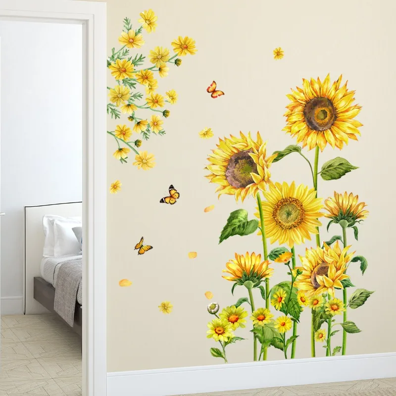 Sunflower Home Wall Paste Bedroom Living Room Sofa Corner Background Wall Decoration Wallpaper
