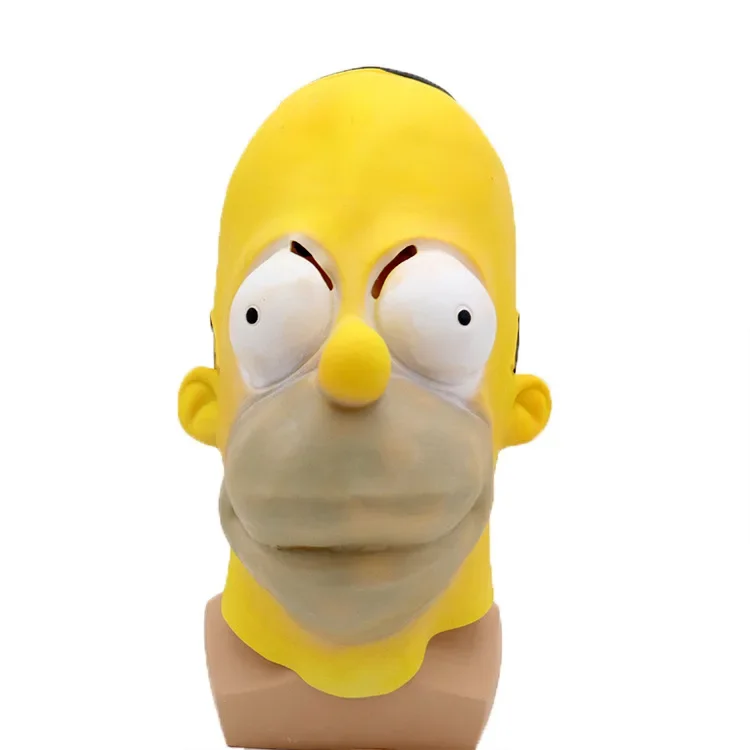 PROM Party Simpson Mask Halloween Latex  Mask Cosplay Dress Up Performance Costume Prop Headgear   Put on A Funny Mask