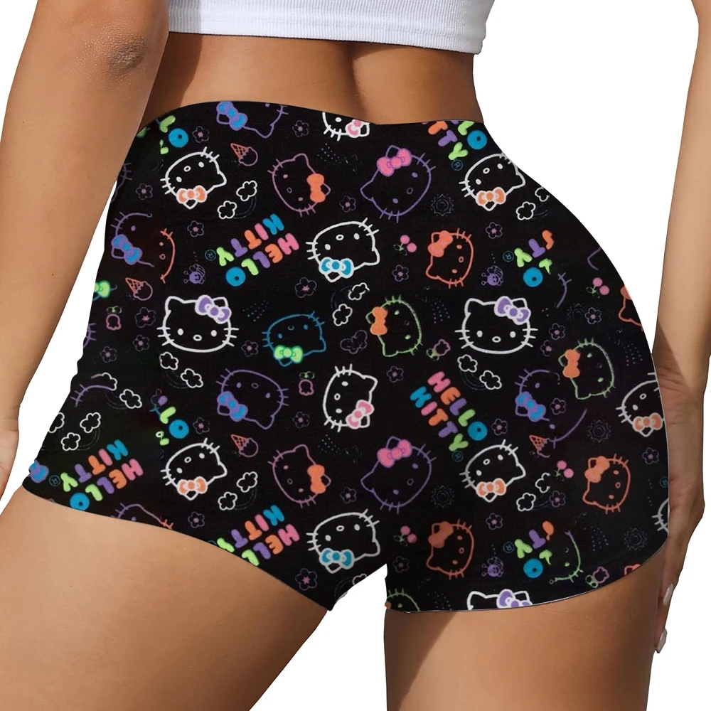 Pantaloncini da yoga da allenamento per yoga da donna personalizzati Hello Kitty Pantaloncini da corsa per motociclisti atletici da palestra