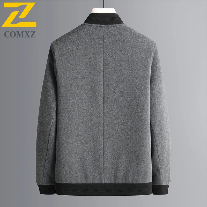 COMXZ 2025 New Wool Jacket Mens Casual Baseball Collar Commuting Office Coat Fashionable Comfortable Business Casual Outerwear