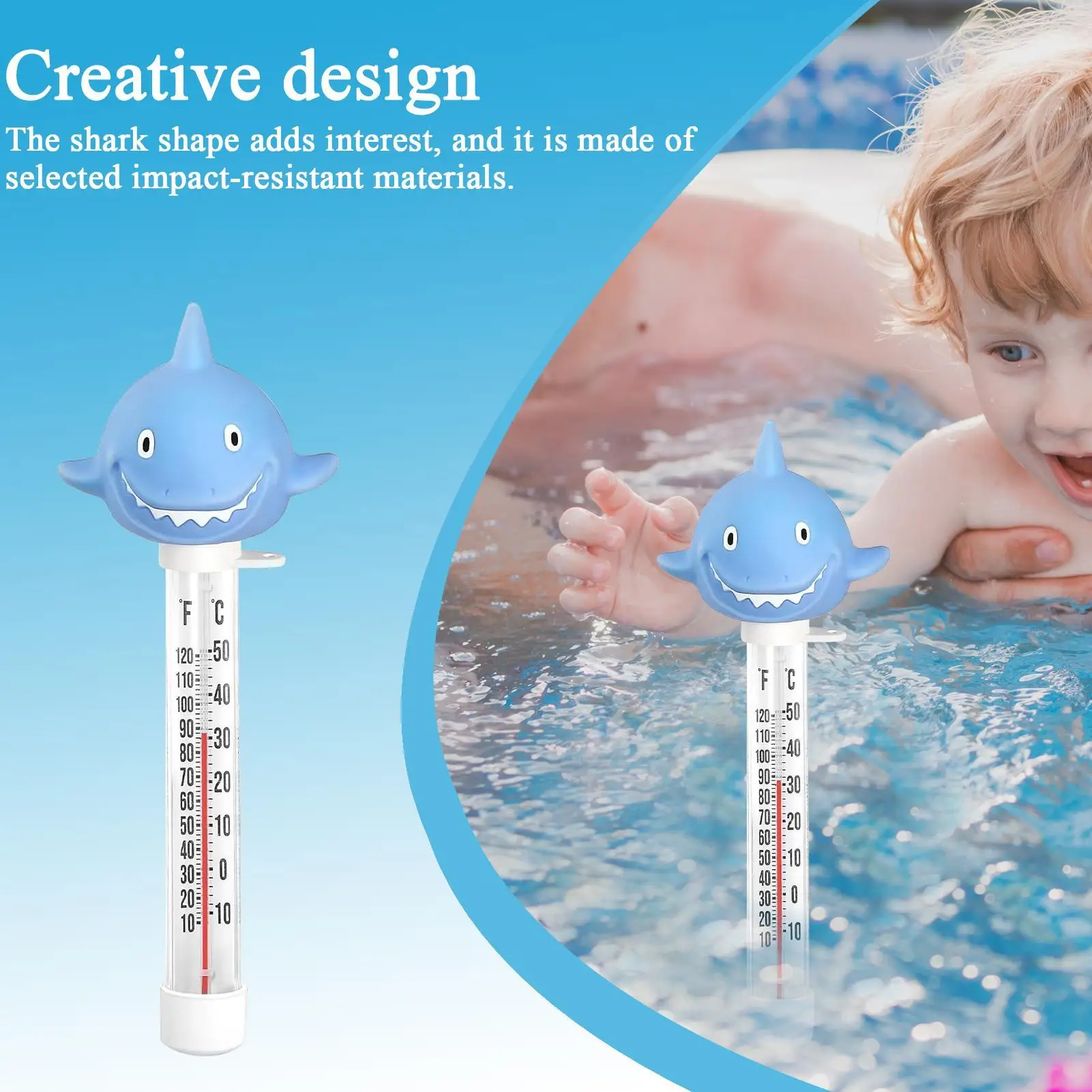 Indicatore di temperatura per piscina Indicatore di temperatura per bagno di squalo galleggiante Dispositivo di monitoraggio della temperatura dell'acqua galleggiante per il nuoto della vasca da bagno termale