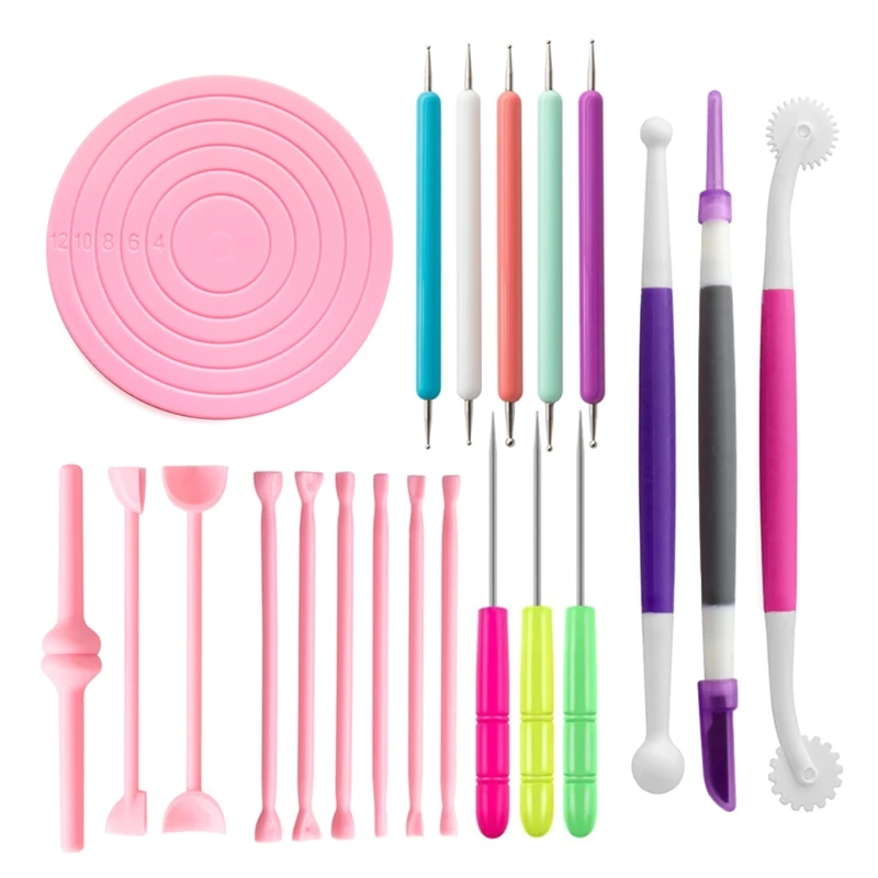 

21 Pcs Pottery Clay Sculpting Tools Set Modeling Clay Silicone Round Mat Sculpting with Balls Tools Double-Ended Dotting Tool