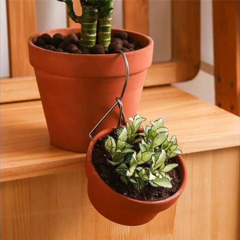 

AA14 New 6PCS Terracotta Pots Hangers Flower Pot Hanger Hook Plant Hangers Metal Plant Wall Hanger For Garden Plants