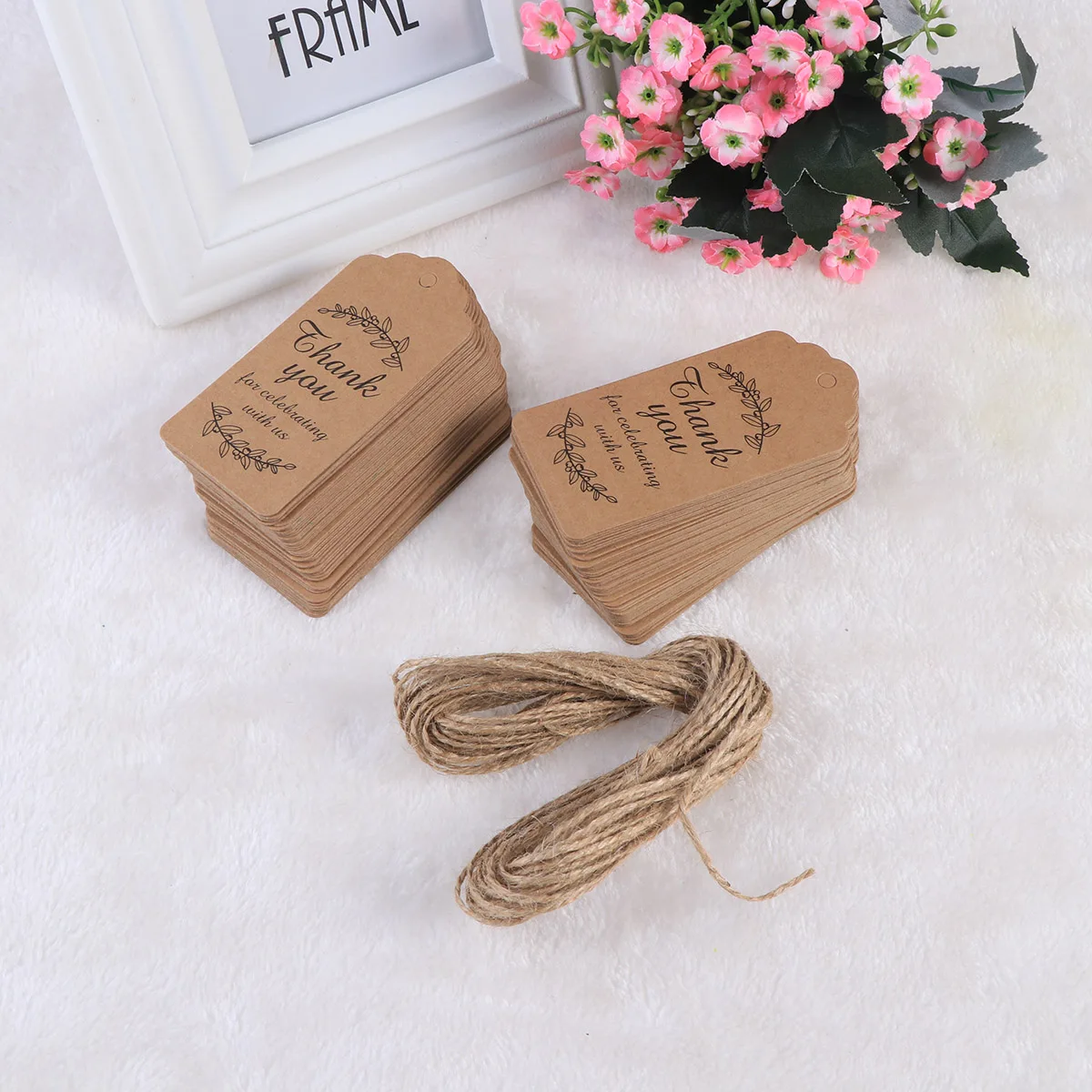 

101 Pcs Kraft Paper Hang Tag Gift Tags Favors Tabs Thank You Notes Message Cards