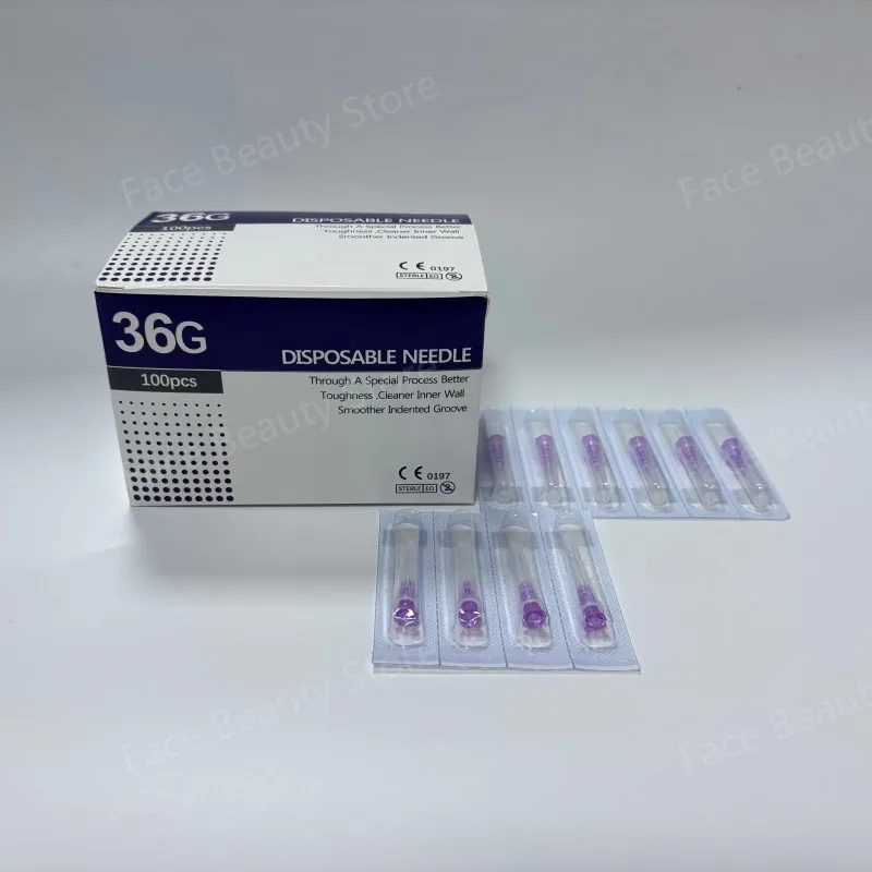 100 قطعة يمكن التخلص منها 36 جرام 4 مللي متر إبرة معبأة بشكل فردي إبرة أدوات التجميل غير مؤلم