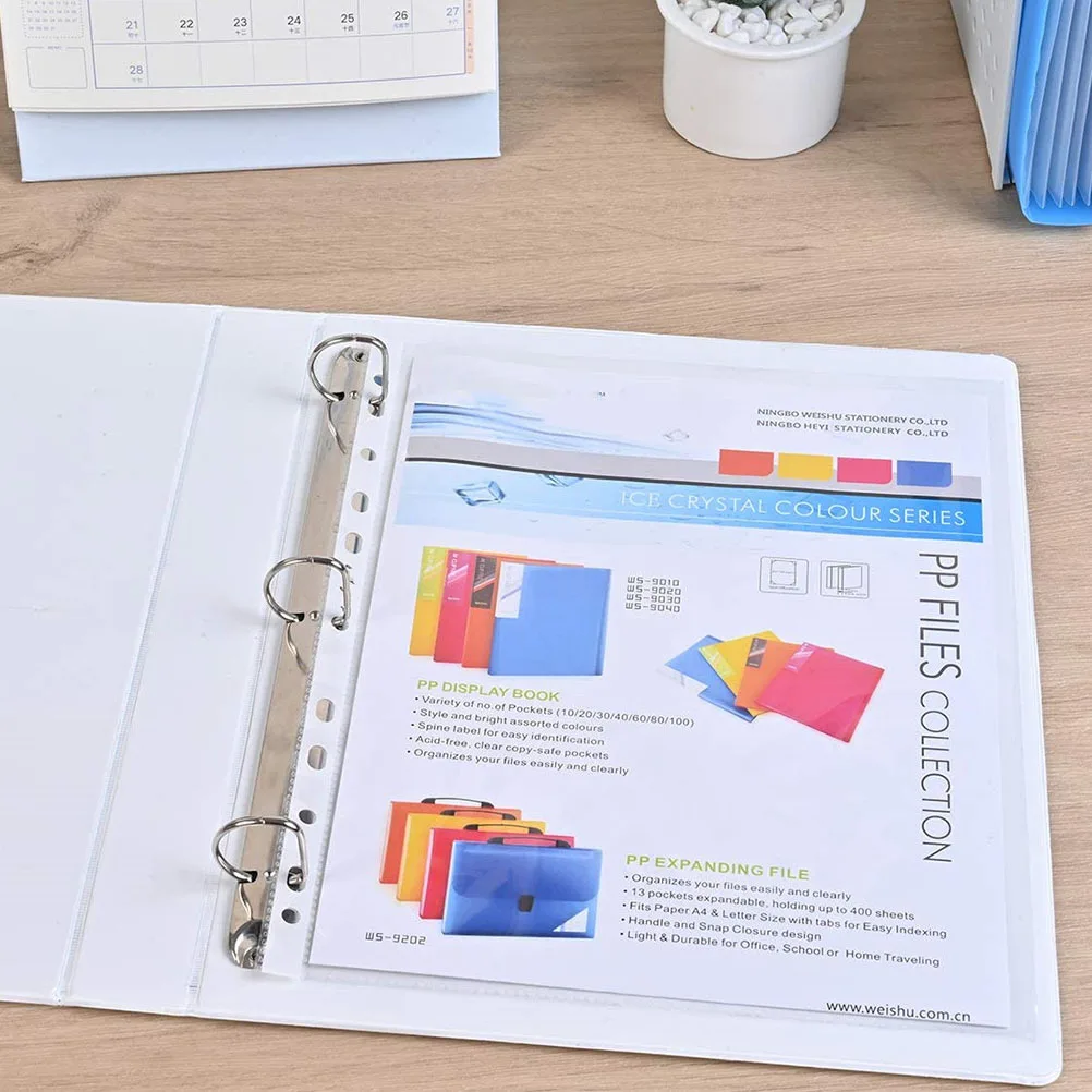 

200pcs 11 Hole Sheet Protectors Clear Document File Page Binder Sleeves Non Static For Photos Printed Copy A4 Storage