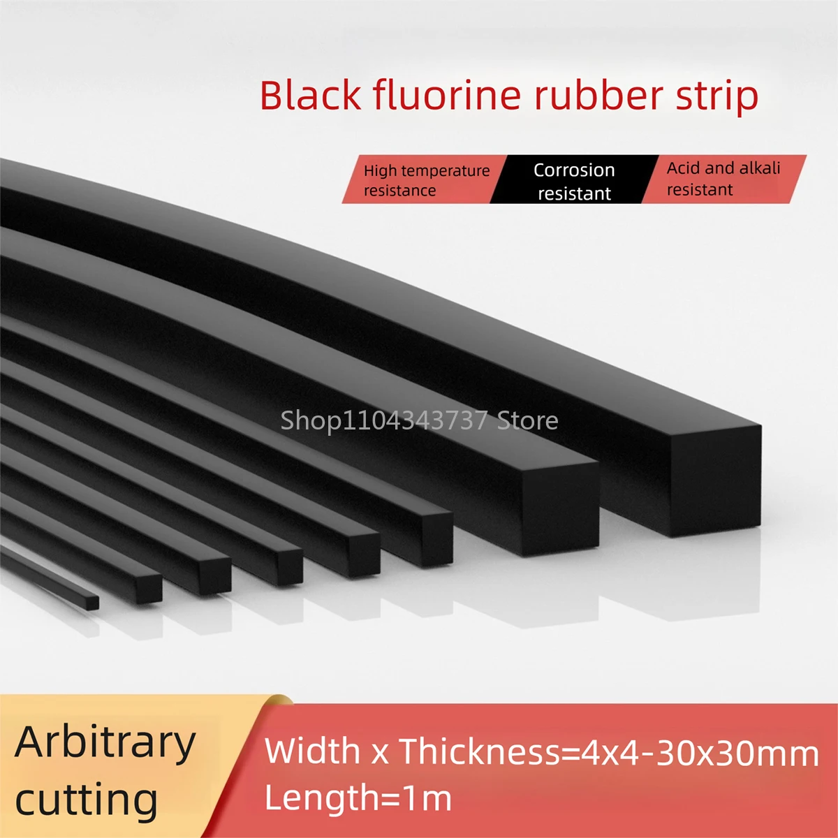Fluorine Rubber Strip / Fluoroelastomer Strip - Acid & Alkali Resistant Oil Resistant Square Shape  For Industrial Sealing