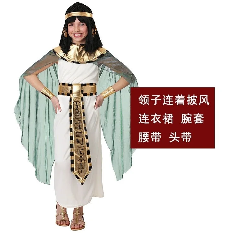 New Halloween Child Kid Baby Egyptian Pharaoh Cosplay The Princess Of Egypt Dress Cleopatra Costume For Girl School performance