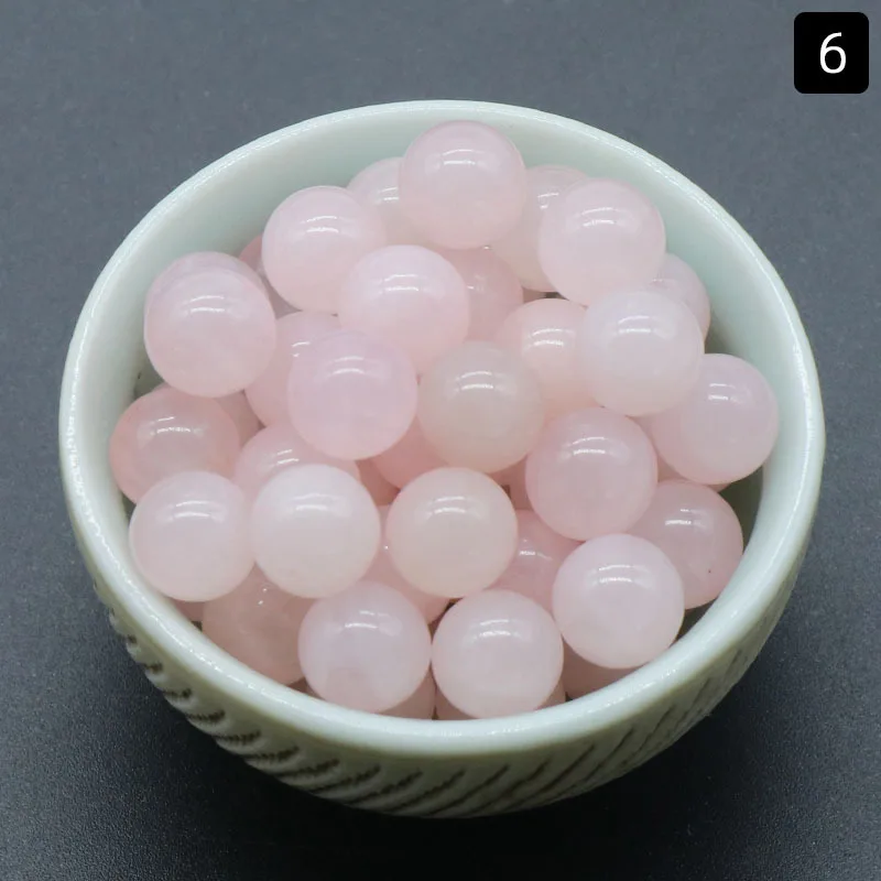 8mm Natural Stone Ornaments No Hole Beads Ball Shape Rose Quartz Amethyst Loose Beads Healing Energy Gemstone Home Crafts 10pcs