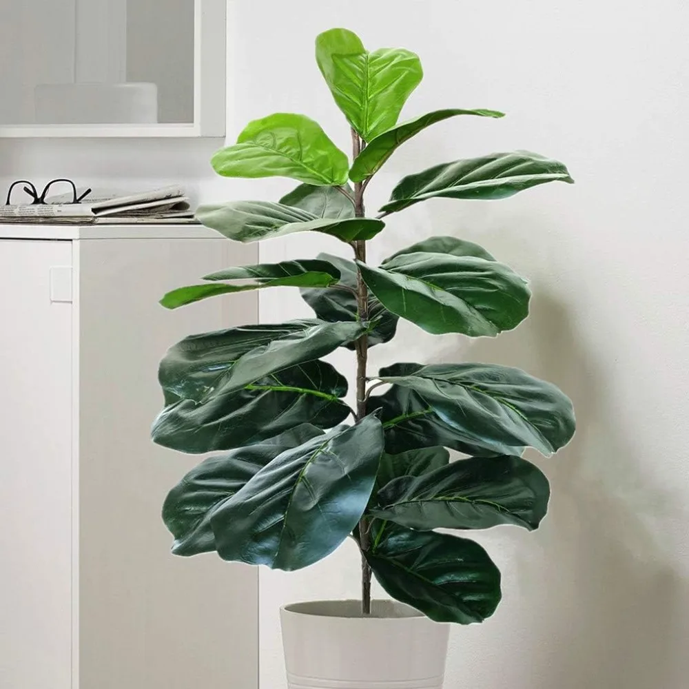 

Artificial Fiddle Leaf Fig Tree Twig Faux Ficus Lyrata Plants Greenery for Home Office Yard Indoor and Outdoor Decoration