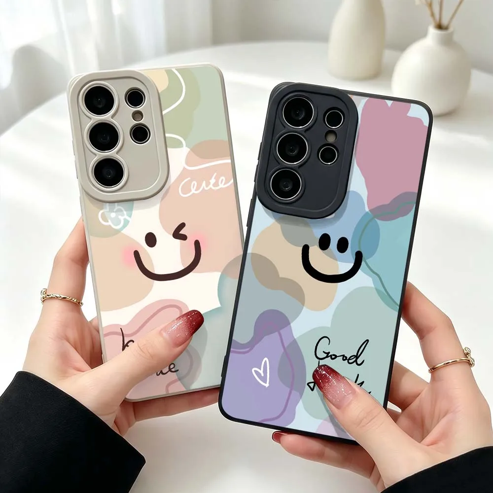 Funny Smiley Faces Pattern Silicone Case For Samsung Galaxy S26 S25 S24 S23 S22 S21 Ultra Plus FE Soft Phone Case Cover
