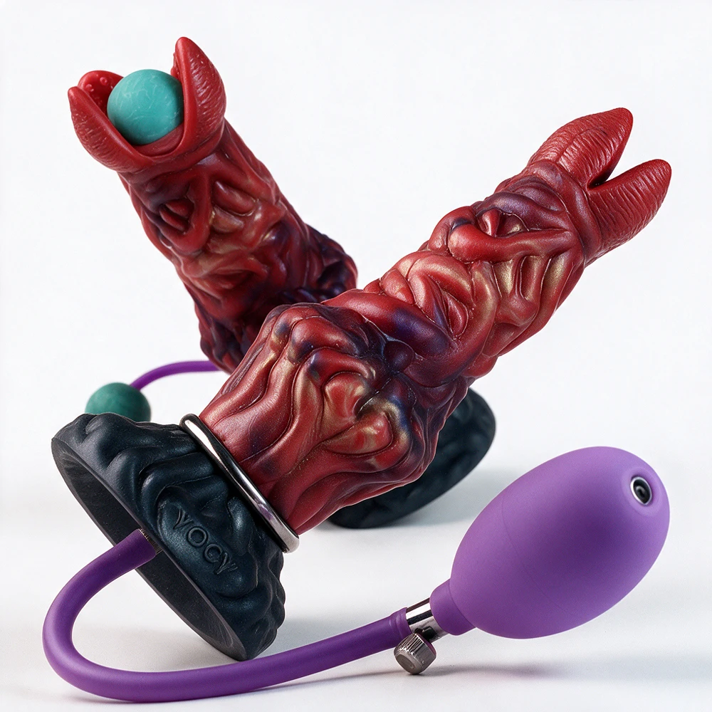YOCY Fantasy Monster Inflatable Ovipositor Silicone Dildo Lay Eggs Butt Plug Vaginal Anal Balls Adult Sex Toys for Women Men